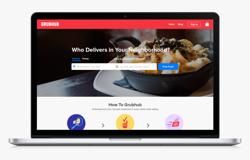 Grubhub Home Page, HD Png Download