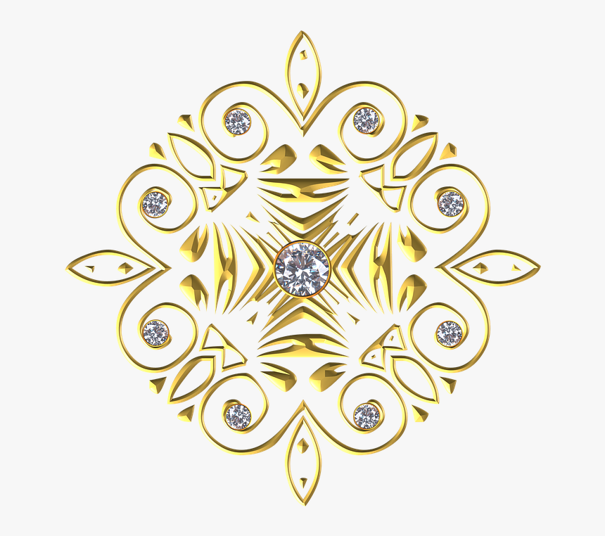 Gold, Gem, Ornament, Flourish, Circle, Symmetric - Circle, HD Png Download