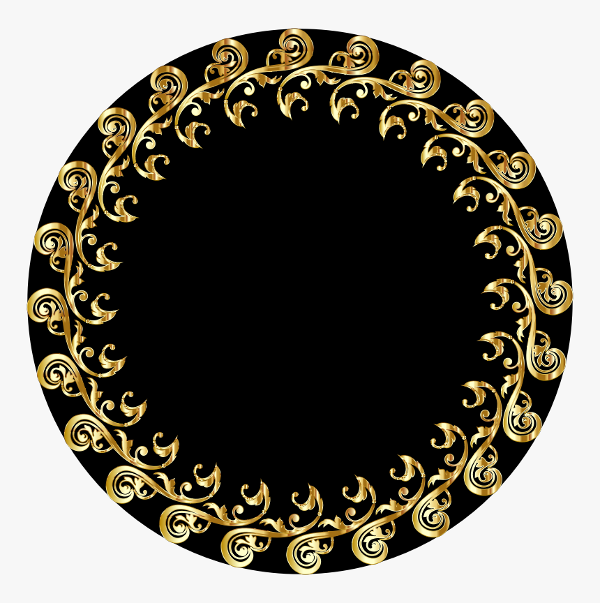 Flourish Ornament Silhouette Frame Gold - Covor Negru Baie Rotund, HD Png Download