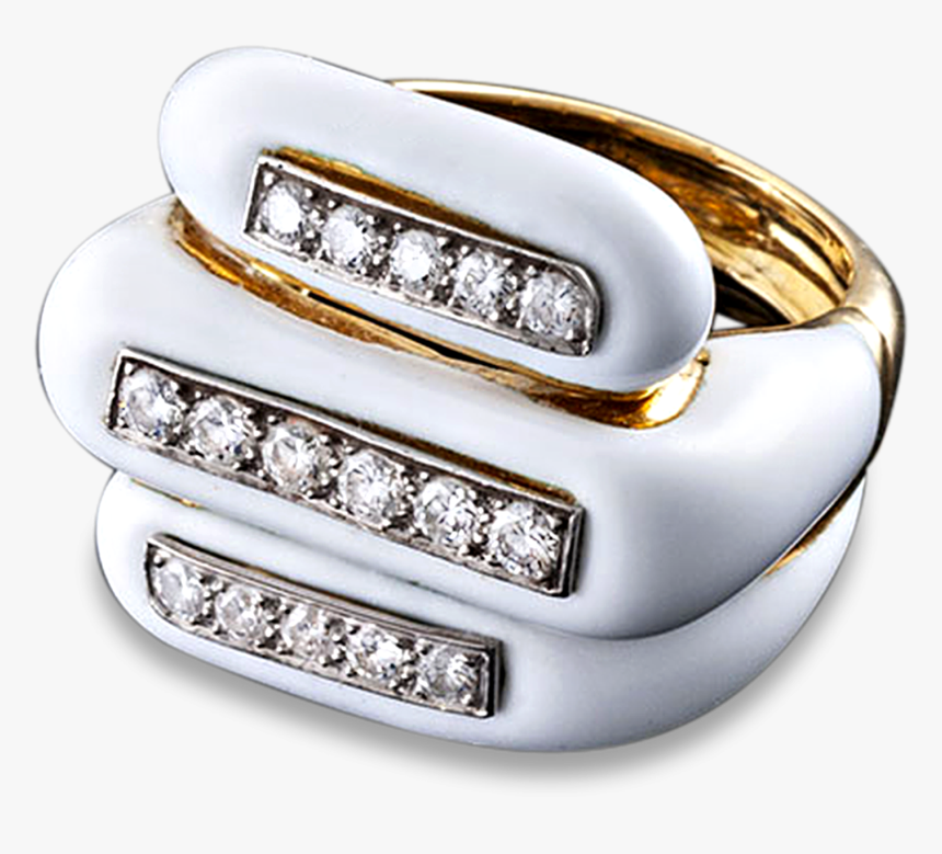 White Enamel And Diamond Ring By David Webb - Pre-engagement Ring, HD Png Download