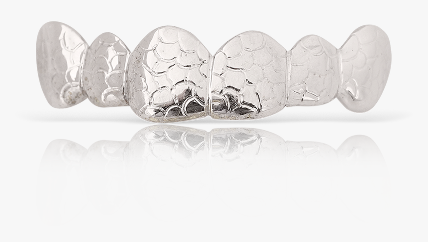 6 Polished Nugget Style White Gold Teeth - Silver, HD Png Download