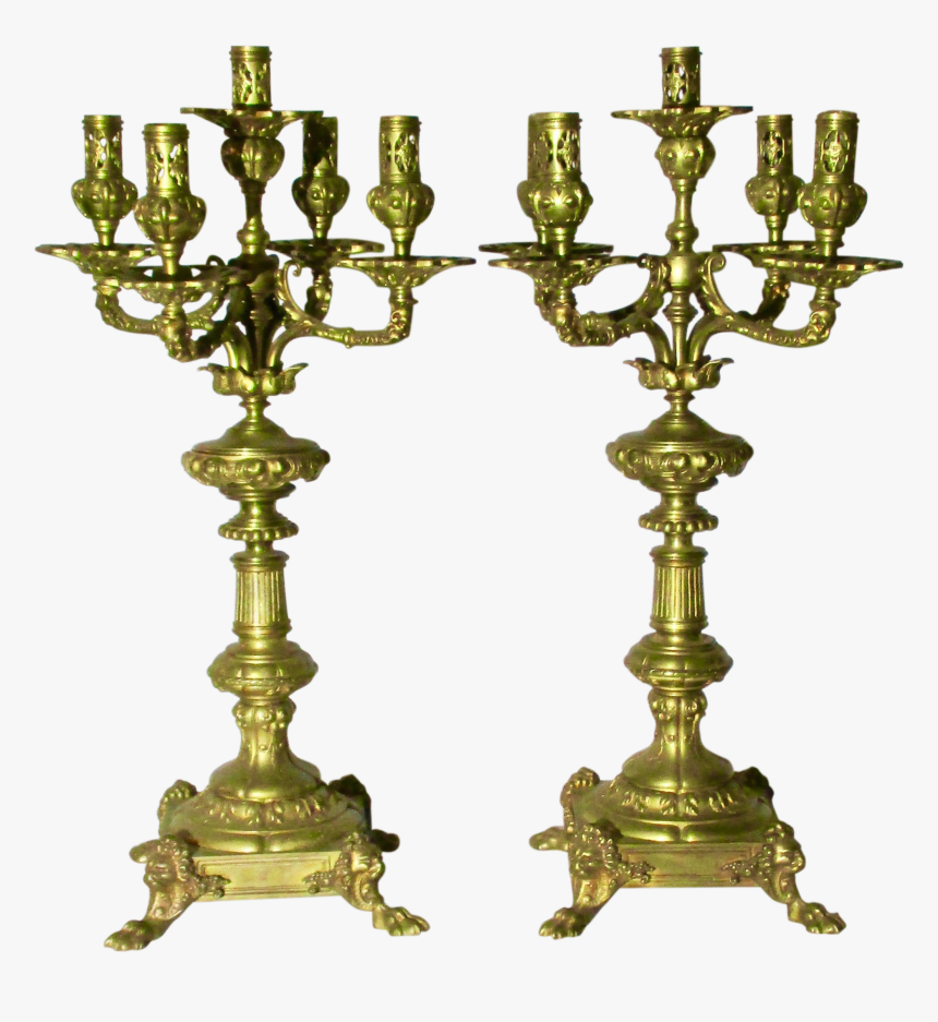 Gothic Candles Png Candelabra - Brass, Transparent Png