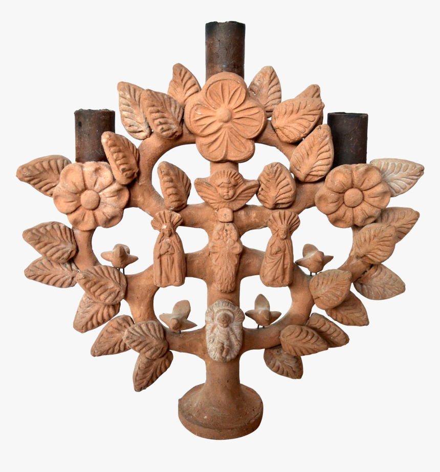 Vintage Mexican Ceramic Tree Of Life Candelabra - Chandelier, HD Png Download