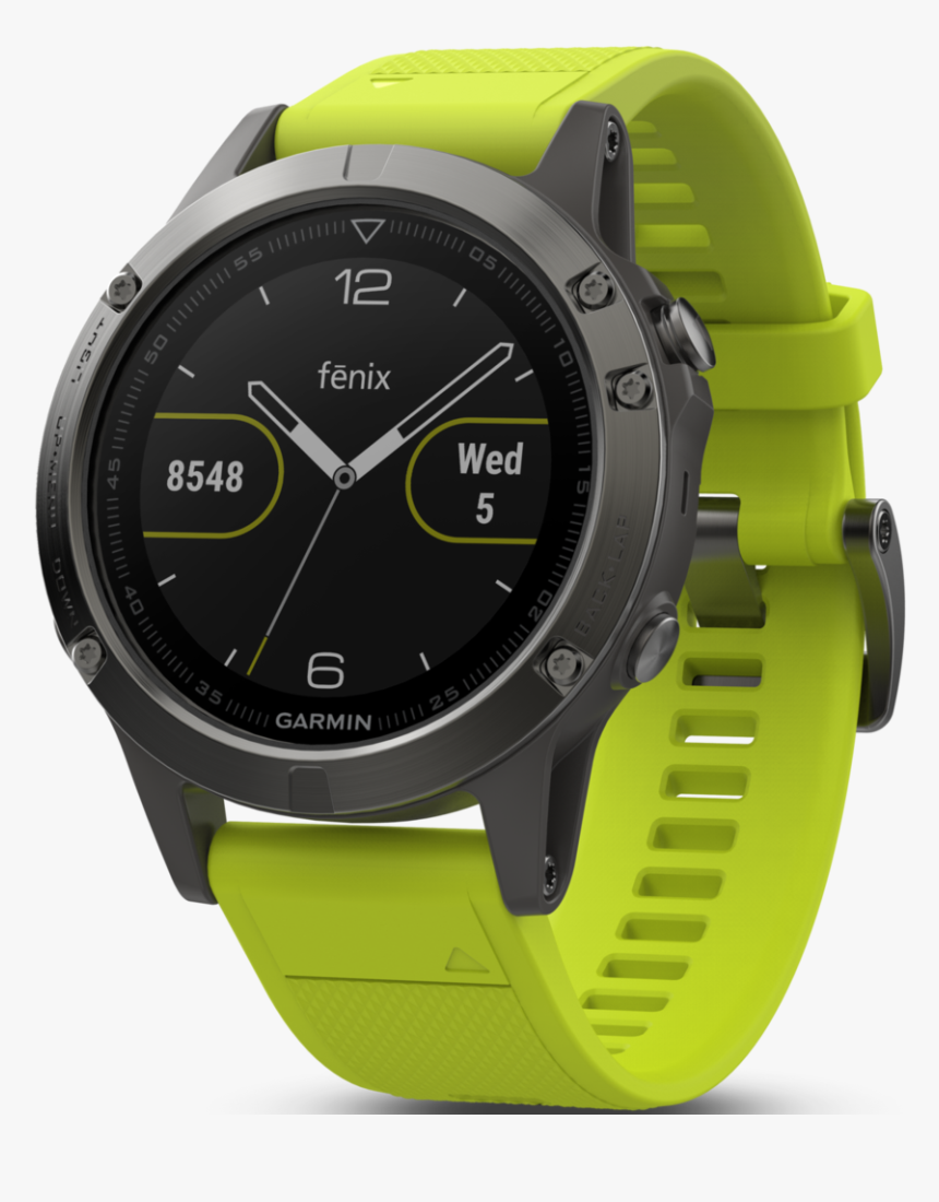 Fenix 5 Slate Gray With Amp Yellow Band Multisport - Garmin Fenix 5 Armband, HD Png Download