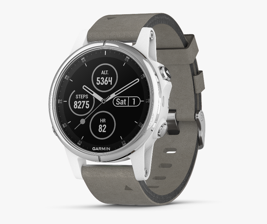 Fenix 5s Plus Sapphire, White With Gray Suede Band - Garmin Fenix 5s Plus, HD Png Download