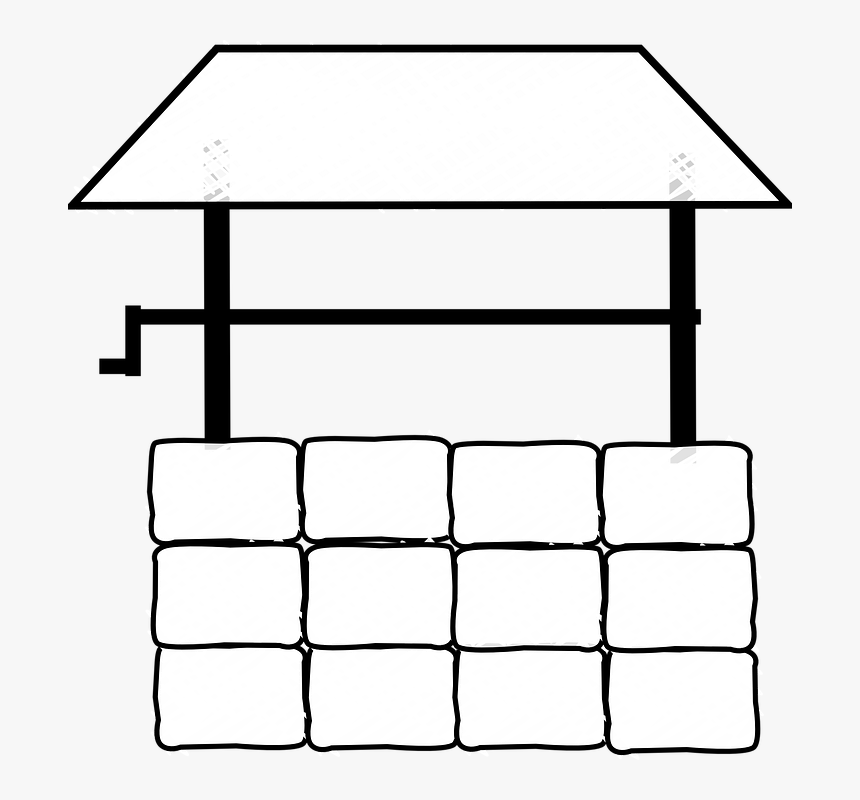 Well, Wishing, Bricks, Roof, Crank Handle, Architecture - Monochrome, HD Png Download