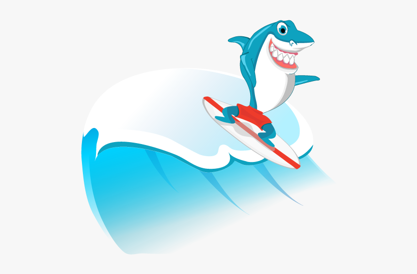 Clipart Shark Surfing Cartoon, HD Png Download
