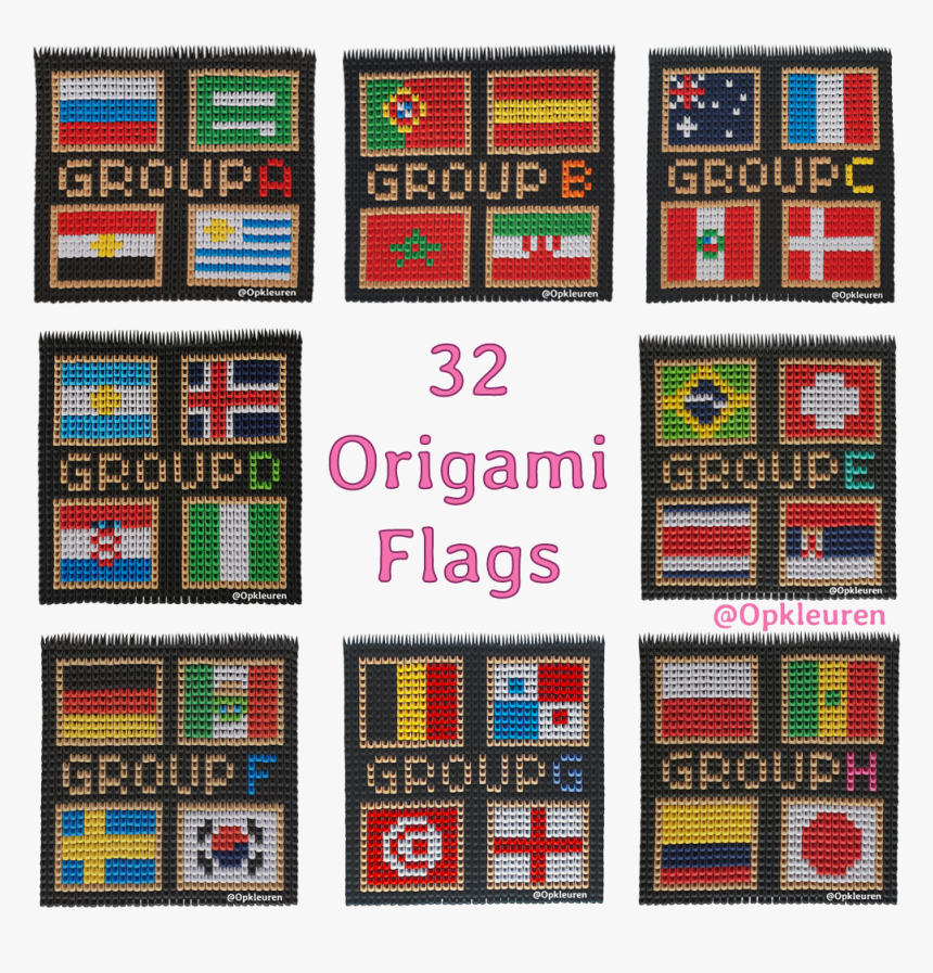 32 Origami Country Flags Fifa World Cup Edition - Woven Fabric, HD Png Download