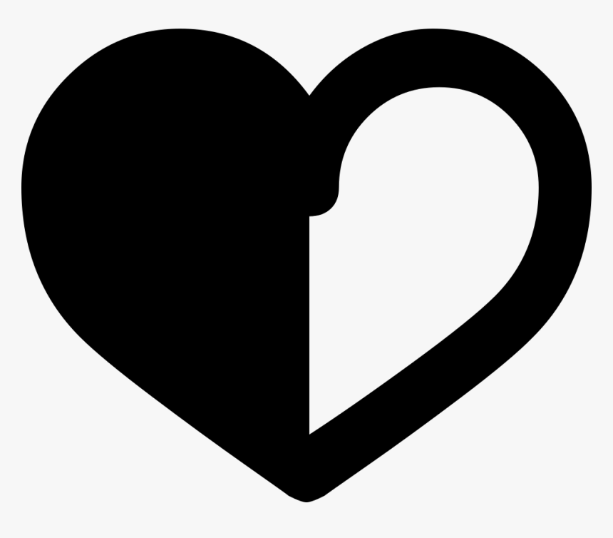 Heart Half Outline - Half Black Half White Heart, HD Png Download