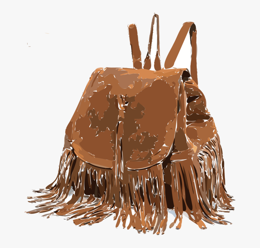 Brown,backpack,bag - Leather Fringe Backpack Purse, HD Png Download