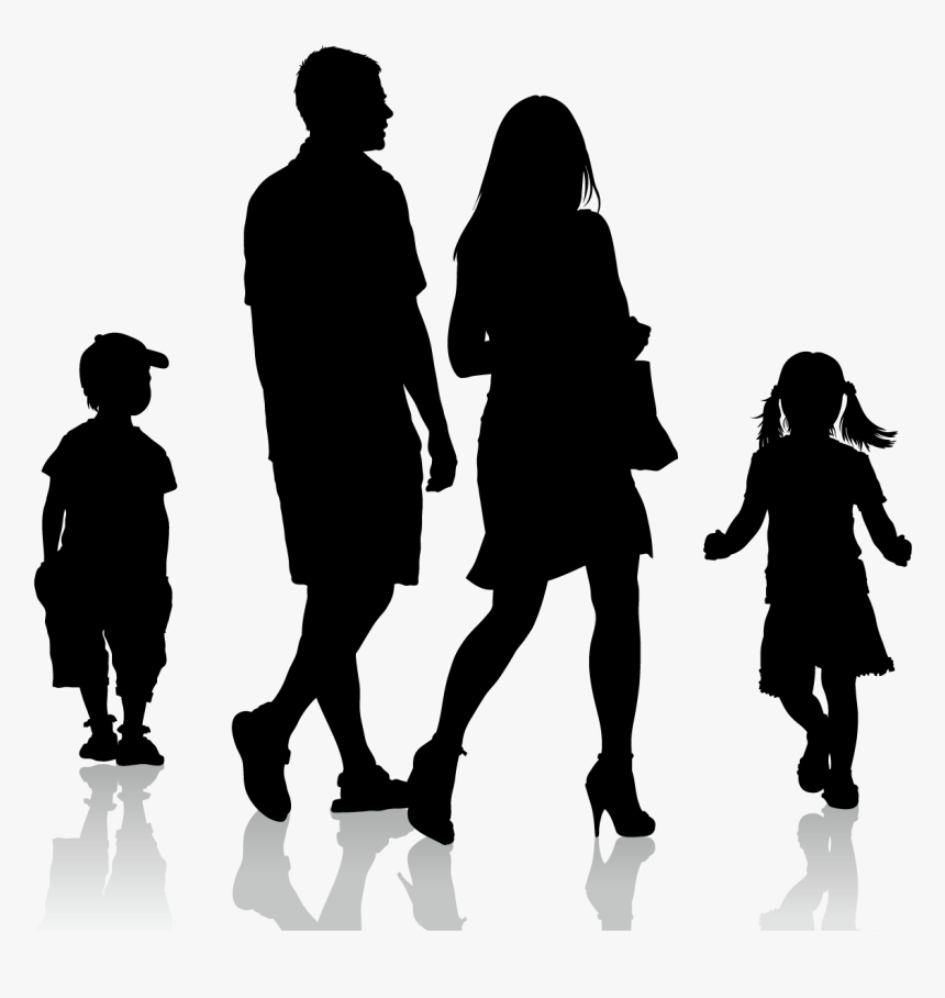Silhouette Royalty-free Adult Illustration - Family Walking Silhouette Png, Transparent Png