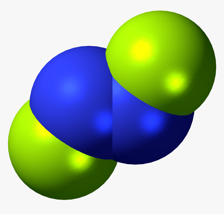 Dinitrogen Difluoride 3d Spacefill - Circle, HD Png Download
