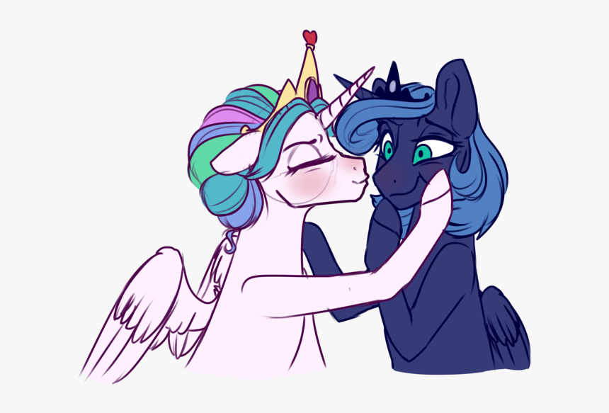 Crown, Duo, Eyes Closed, Female, Heart, Jewelry, Kissing, - Cartoon, HD Png Download