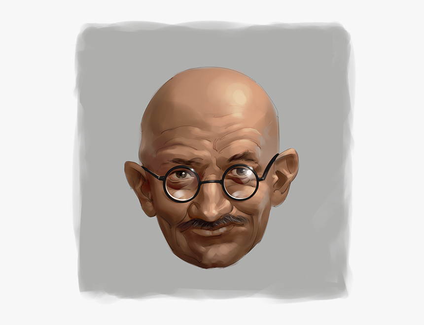 Mahatma Gandhi Digital Painting Portrait - Senior Citizen, HD Png Download