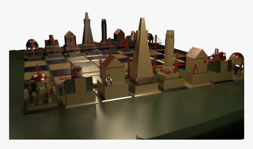 3d Chess Set Of San Francisco Skyline Created In Maya - Scale Model, HD Png Download