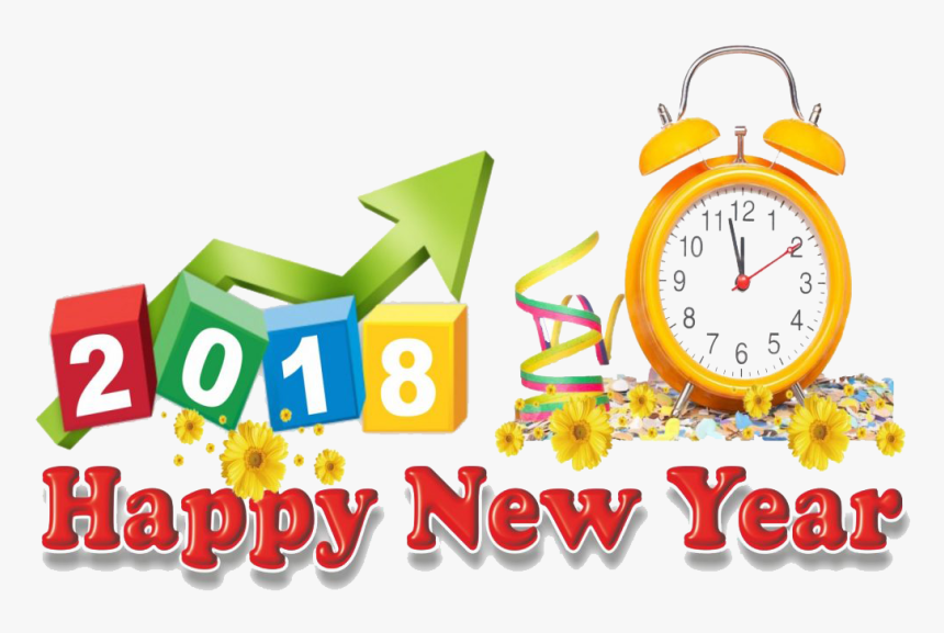 Transparent New Year Clock Png - Happy New Year 2018 Clipart, Png Download