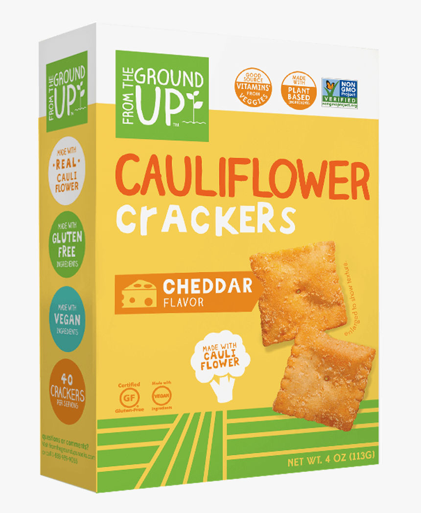Cauliflower Crackers Cheddar - Cauliflower Crackers From The Ground Up, HD Png Download