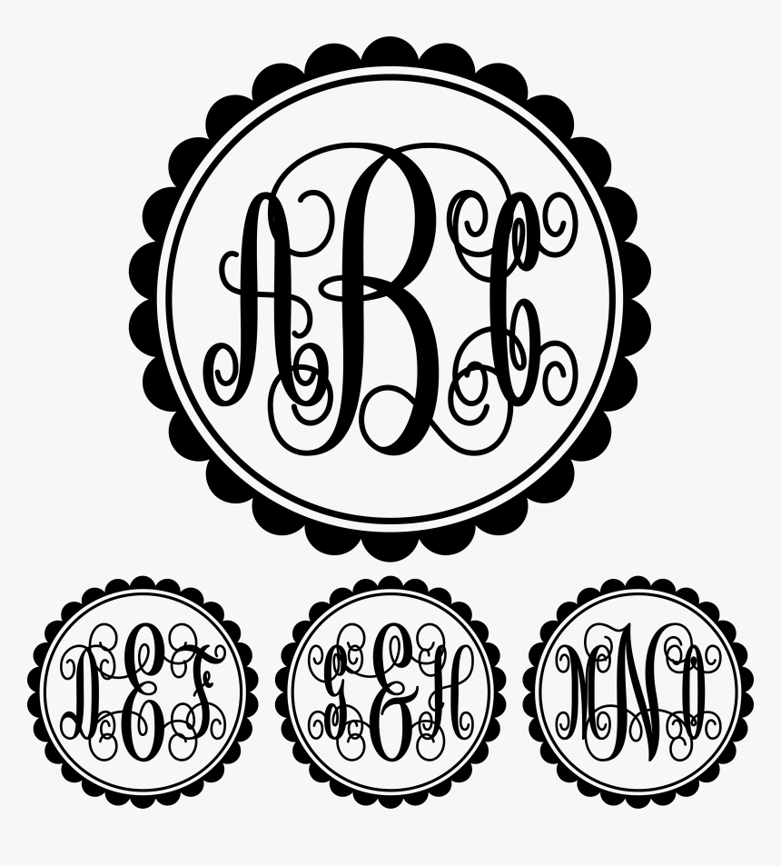Monogram Script Scalloped Circle, HD Png Download
