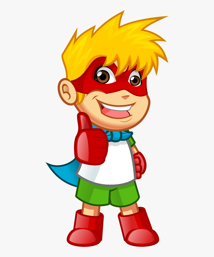 Superhero Boy Standing With Hands On Hips And Thumbs-up - Thumbs Up Superhero Clipart, HD Png Download