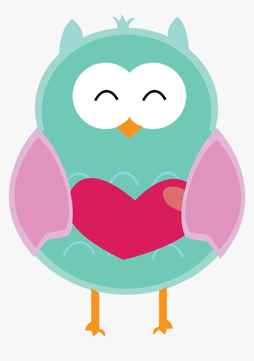 Clipart - Green Owl - Heart Owl Clipart, HD Png Download