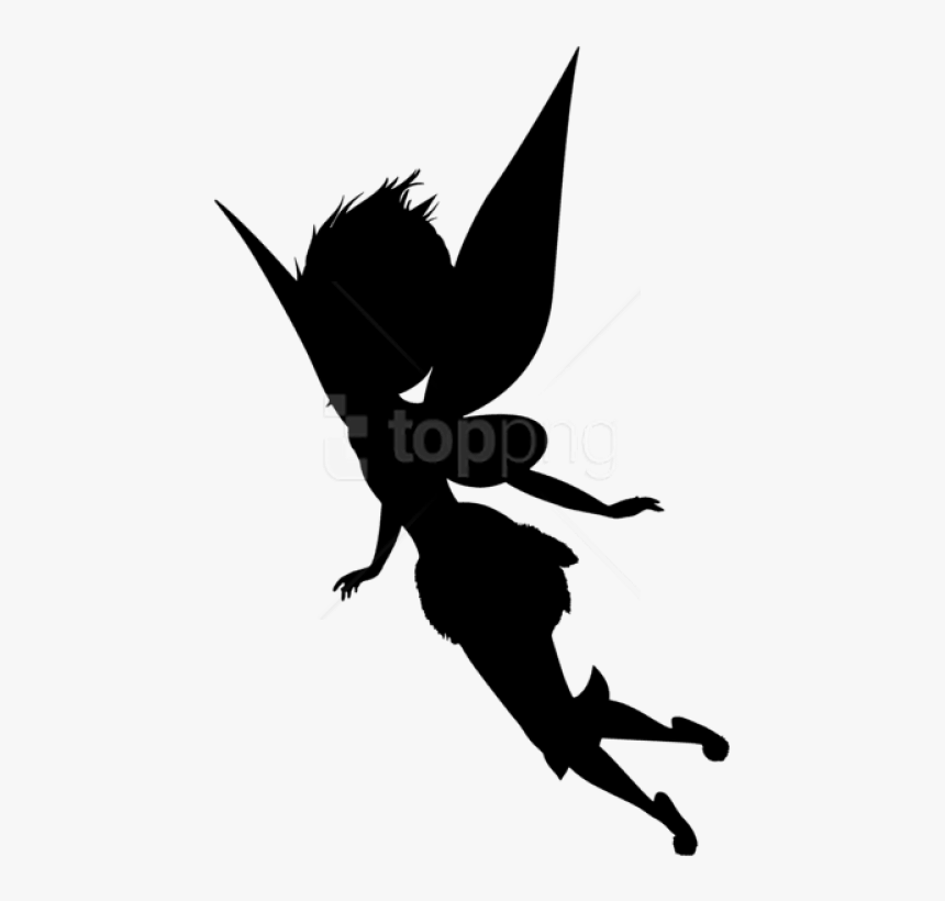 And White,fictional Character,mythical Creature,wing,art,clip - Fairy Silhouette No Background, HD Png Download