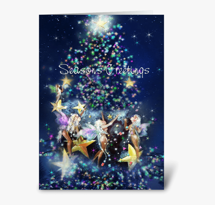 Christmas Fairies Tree Lighting Greeting Card - Christmas Lights, HD Png Download
