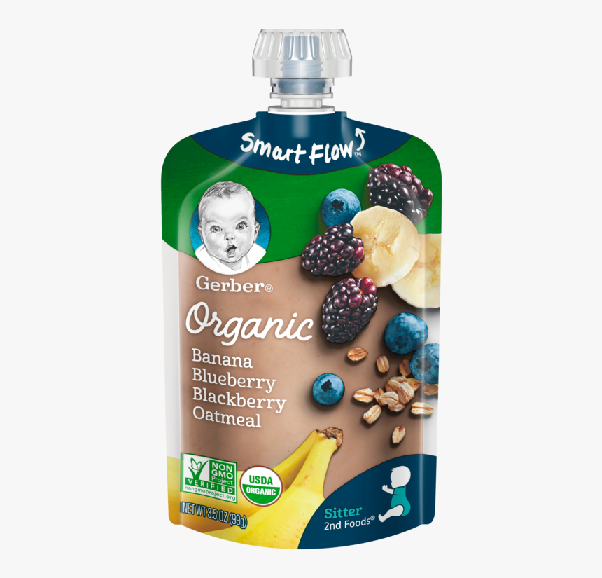 Banana Blueberry Blackberry Oatmeal - Gerber Organic Pear Peach Strawberry, HD Png Download