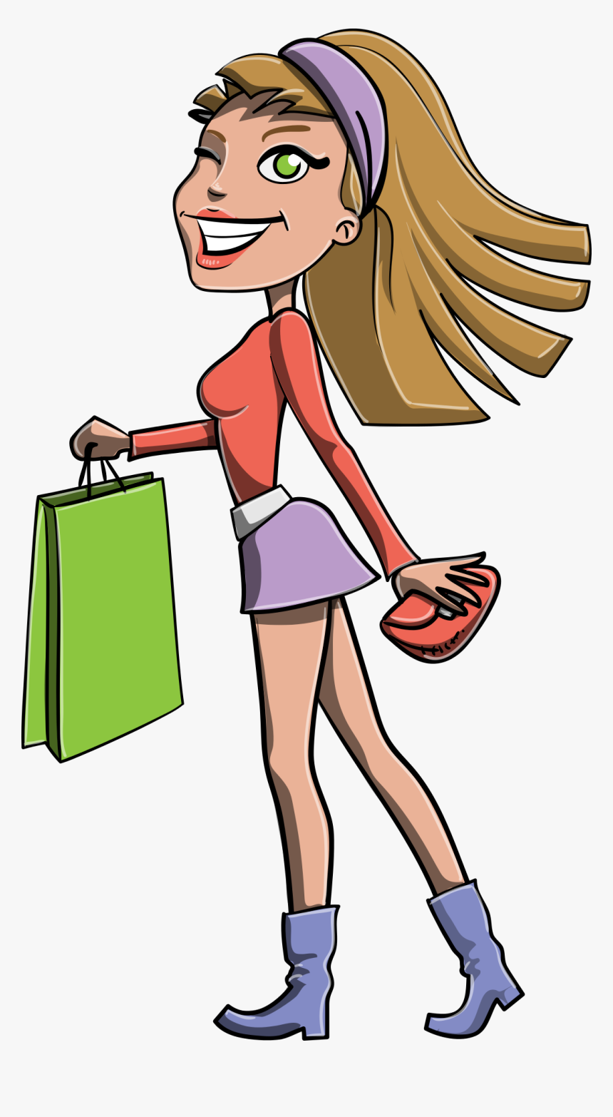 Cartoon Girl Shopping Png, Transparent Png