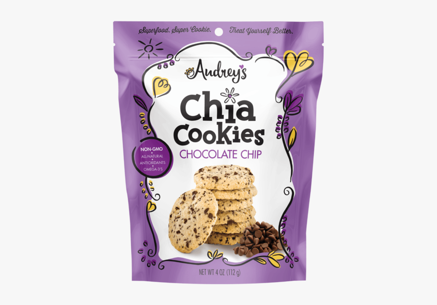 Audrey S Chia Cookies Chocolate Chip Healthy Snacks - Andrey's Chia Cookies 4 Oz, HD Png Download