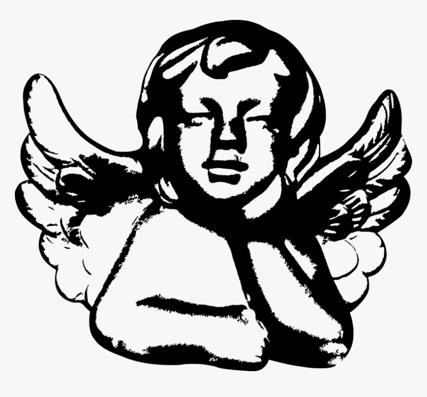 Angel, Baby, Cherub, Leaning, Non-human Beings - Cherub Angel Silhouette, HD Png Download