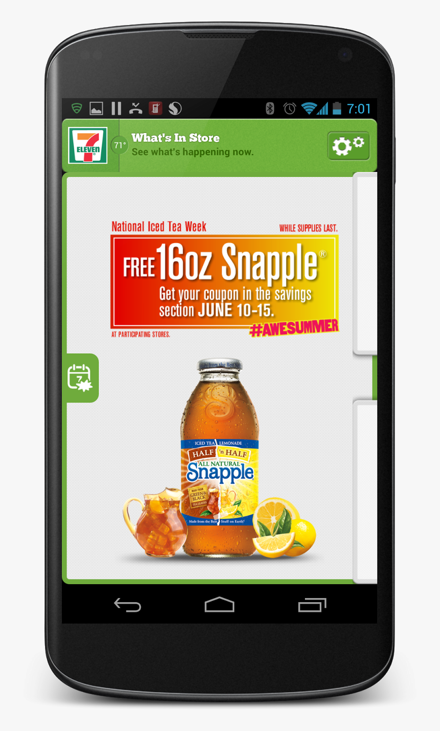 Guests Can Claim Their Free Snapple Coupon By Texting - Mobile Phone, HD Png Download