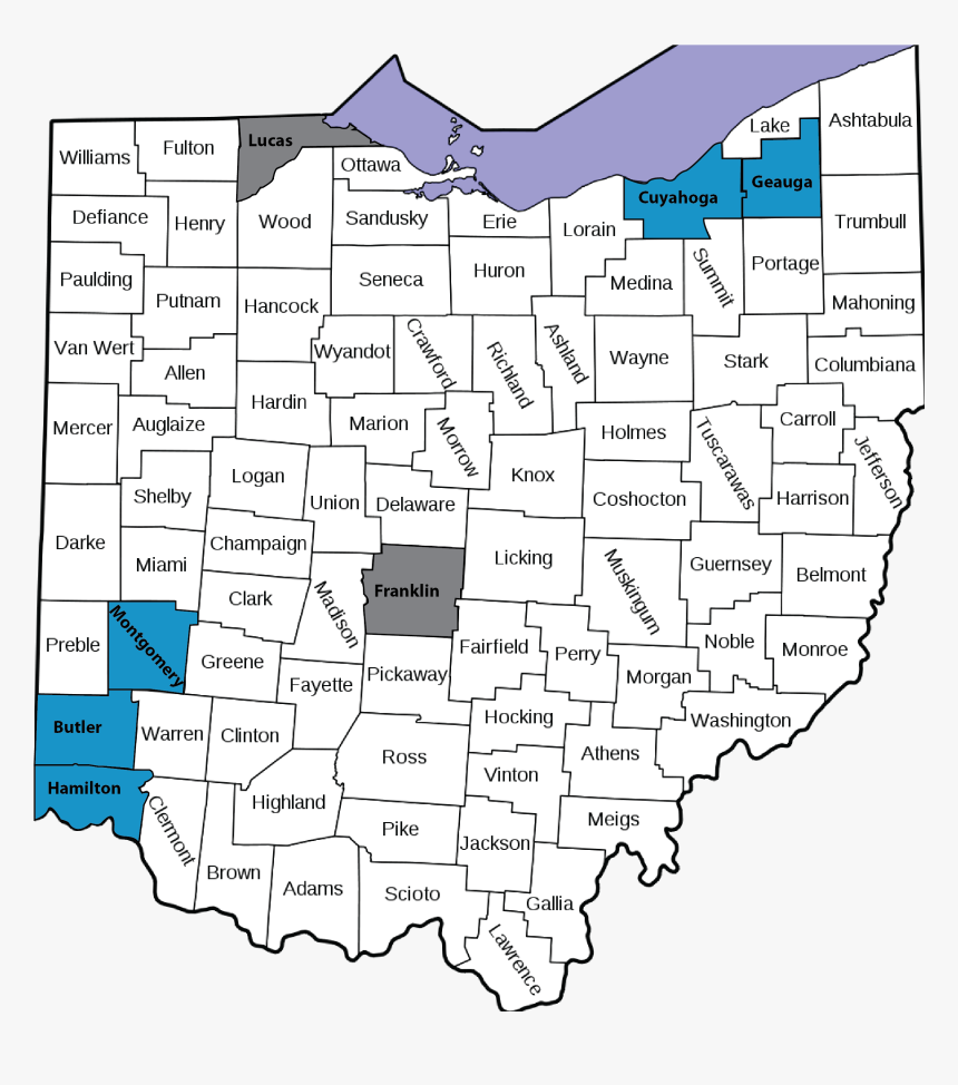Ohio County Property Lines A Map Of Ohio Counties - Ohio County Map, Hd Png Download , Transparent Png  Image - Pngitem