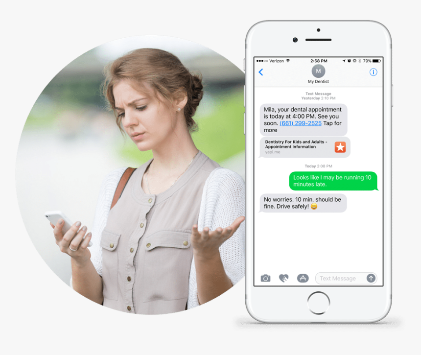 Texting, Dental Office, Text Communication Dental, - Girl Looking Confused At Phone, HD Png Download