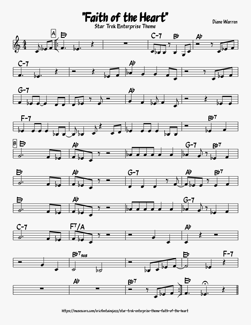 Faith Of The Heart Sheet Music Star Trek, HD Png Download