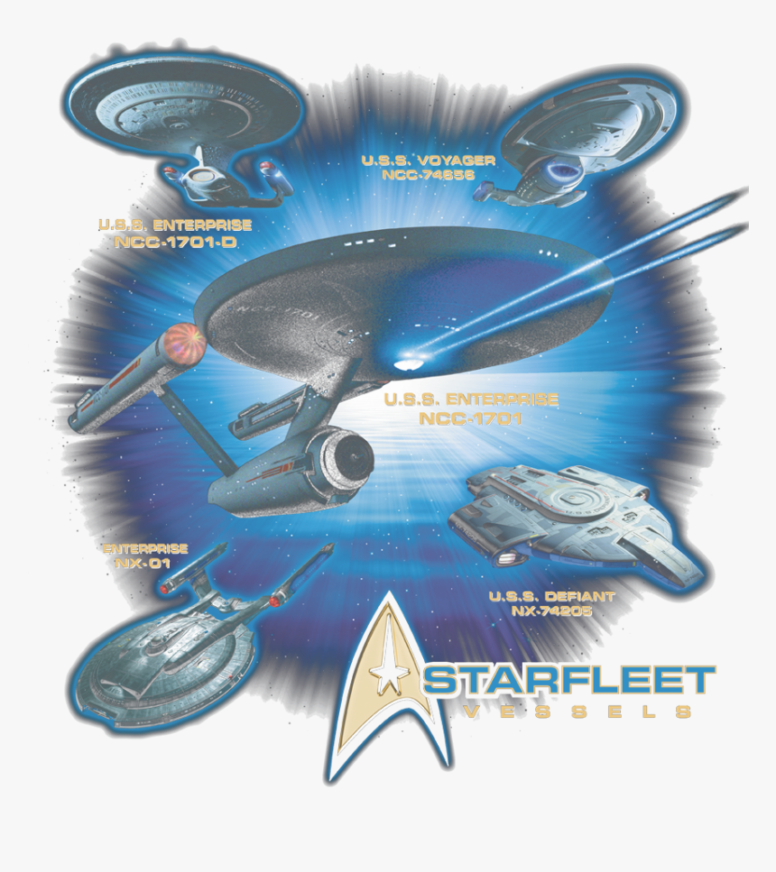 Star Trek Starfleet Vessels Men S Ringer T-shirt - Star Trek Voyager Ship, HD Png Download