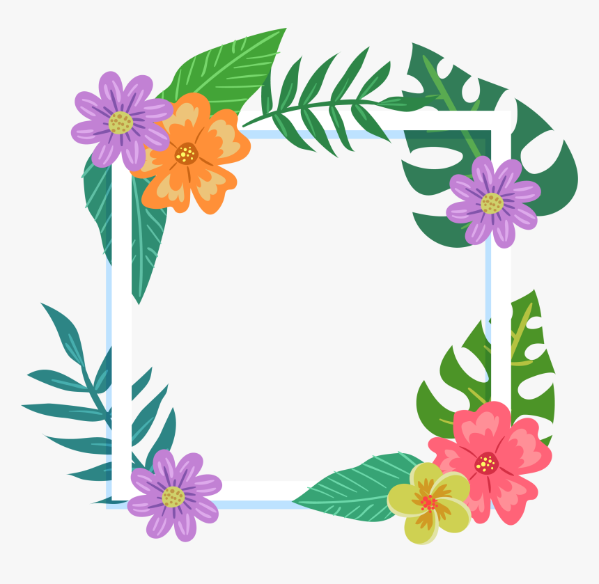 Flower Picture Frame Tropics Film Frame - Colorful Flower Frame Png, Transparent Png