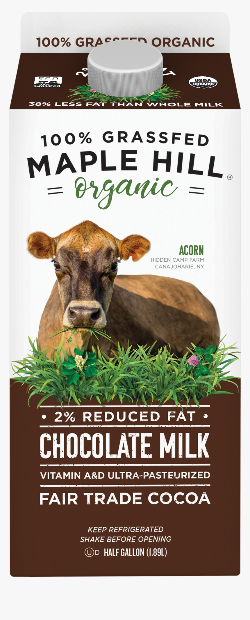 Organic Chocolate Milk - Maple Hill Creamery 2% Organic Grass Fed Chocolate, HD Png Download