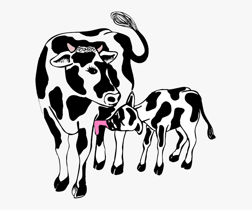 Farm Animals Clipart Calf - Cow With Calf Clipart, HD Png Download