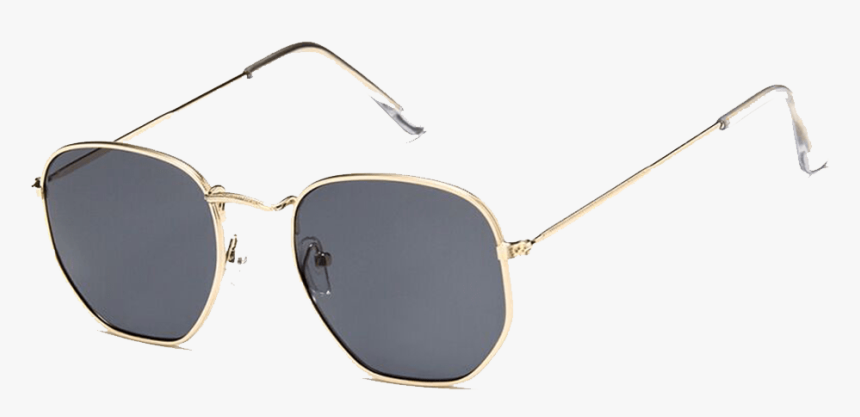 Oculos De Sol Vintage Square Edge Sunglasses Black-min - Gold And Black Round Sunglasses, HD Png Download