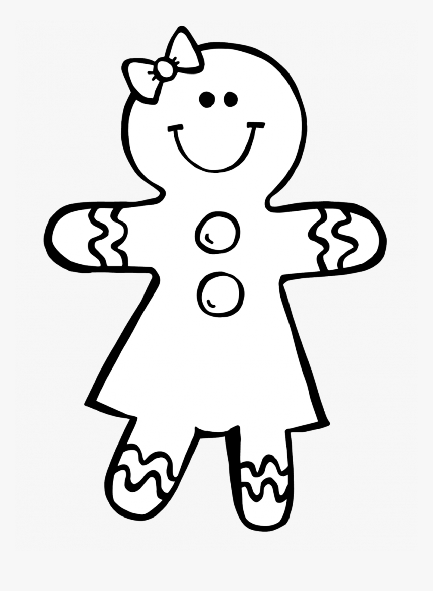 Gingerbread Girl Clipart Black And White, HD Png Download