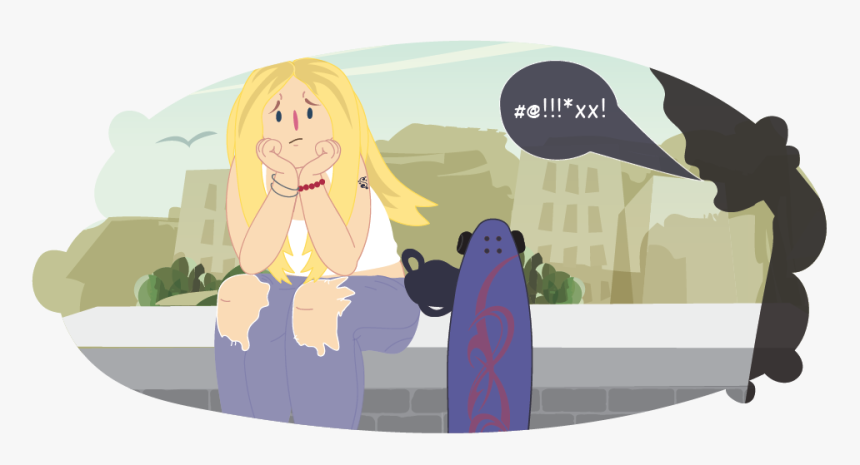 Sad Teen With Adult Shouting - Cartoon, HD Png Download