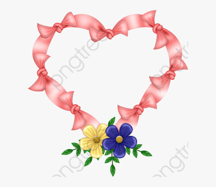 Pink Heart Flower Png - Heart Flower Photo Frame, Transparent Png