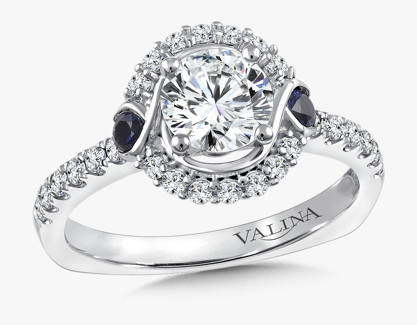 Valina Diamond And Blue Sapphire Halo Engagement Ring, HD Png Download