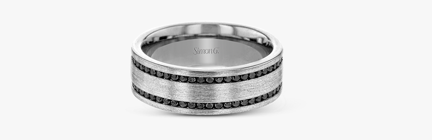 14k White Gold Men S Ring - Mens White Gold & Black Diamond Wedding Band, HD Png Download
