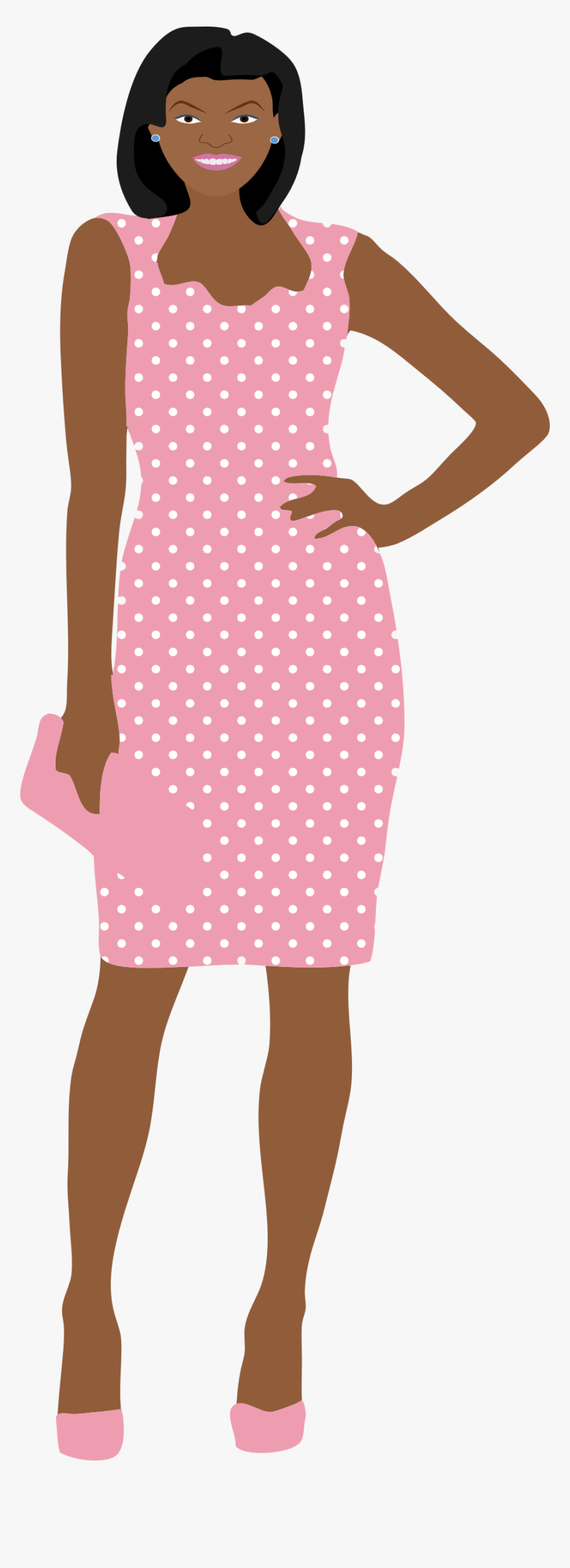 Pink Dress Lady Clip Arts - Woman In Dress Vector Png, Transparent Png