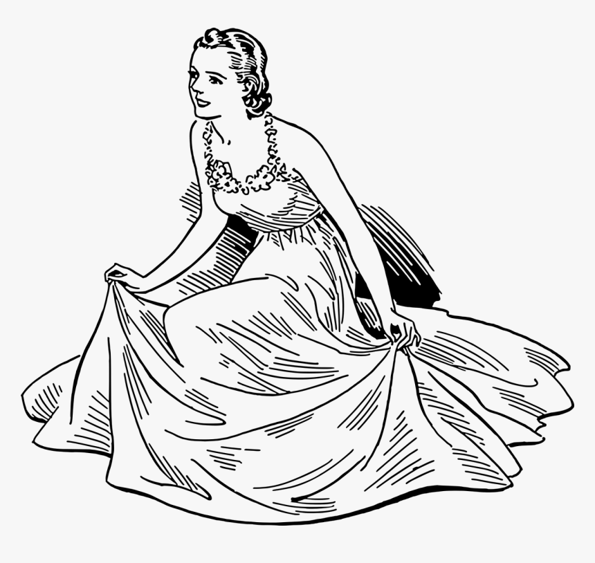 Black And White Clipart Lady, HD Png Download