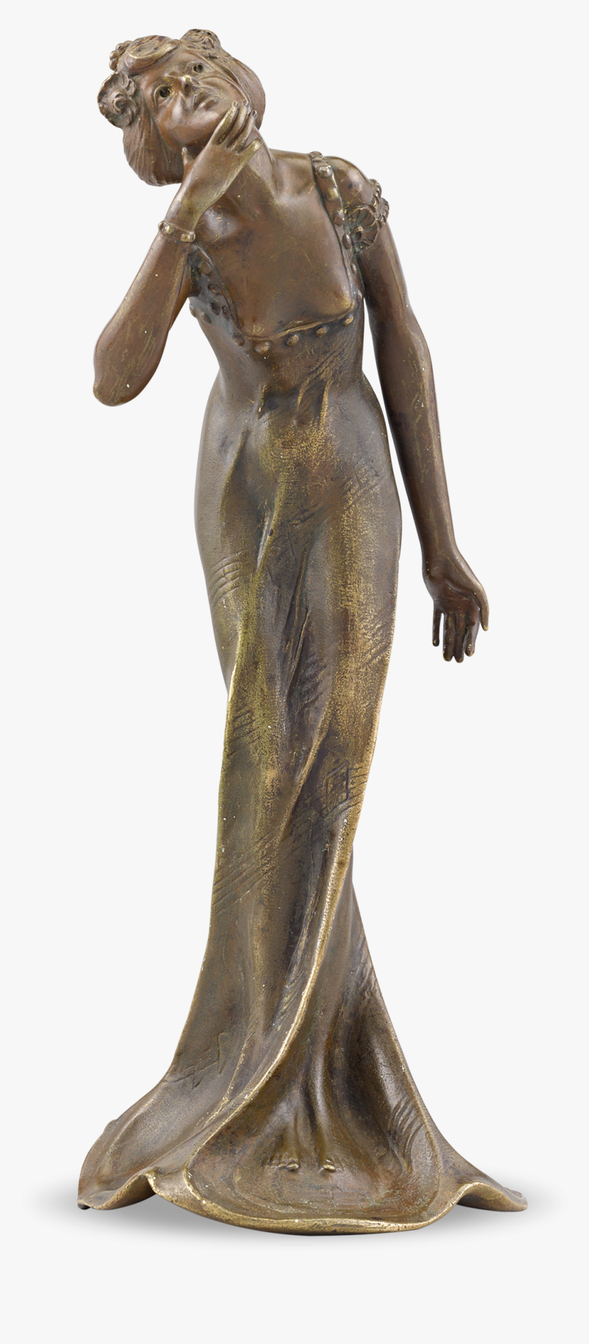 Art Nouveau Figural Bronze Statuette - Art Nouveau Bronze, HD Png Download