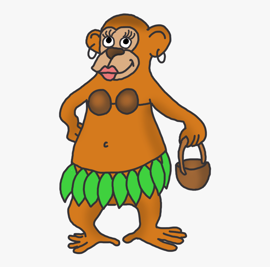 Funny Monkey Drawings Clip - Cute Female Gorilla Cartoon, HD Png Download