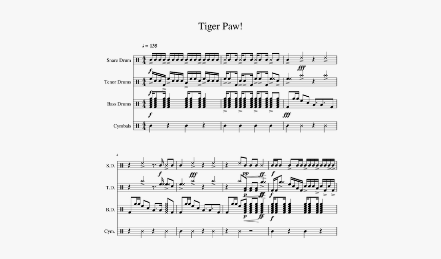 Triplet Diddle Sheet Music Snare, HD Png Download