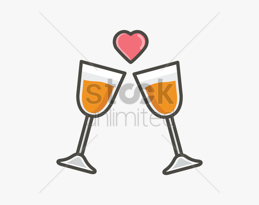 Champagne Glasses With Heart Shape Vector Image - Champagne Stemware, HD Png Download